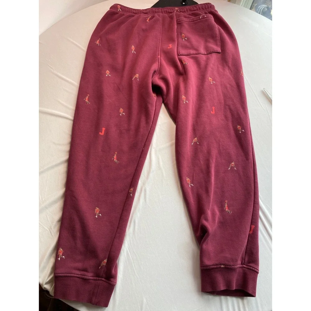 Jordan Flight MVP Fleece Pants Mens XL Burgundy All Over Print Joggers